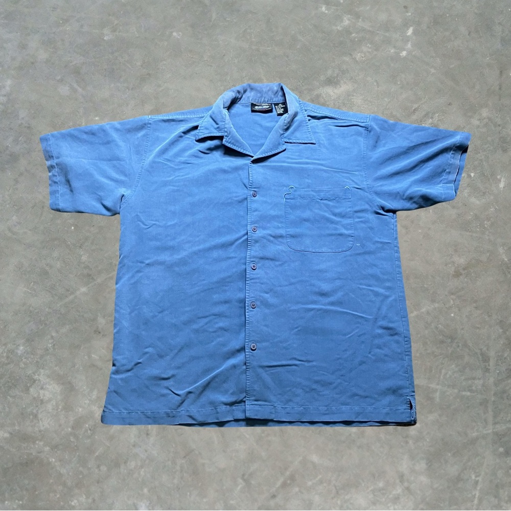 ☀️ Vintage Anchor Blue Casual Short Sleeve Button Down Shirt Mens Size M Blue